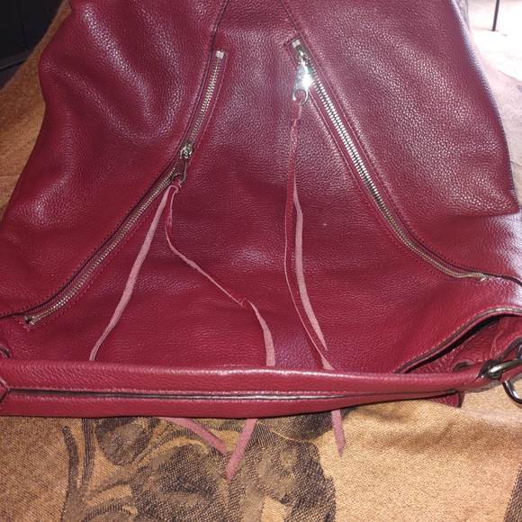 Rebecca Minkoff Tote Elegant Red Pebbled Leather Hobo Bag - Picture 8 of 12